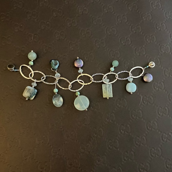 Sterling Silver Multi Gemstone Charm Bracelet - Picture 5 of 8